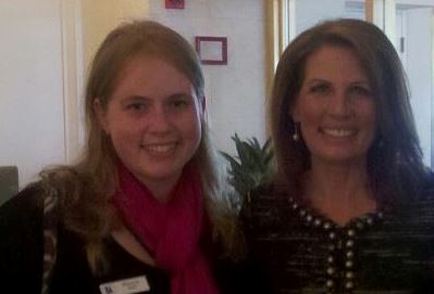 Mikayla Hall as an LI intern meeting Congresswoman Bachmann for the first time.